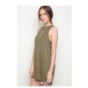 Brandy Melville Suede Olive Shift Dress